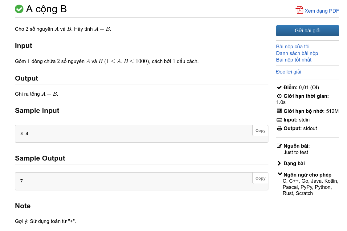 Bài toán A + B